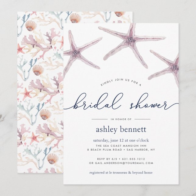 Sea Star Bridal Shower Invitation (Front/Back)