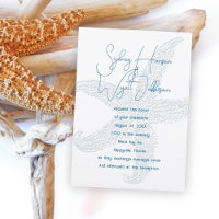 Sea Star Simple White Wedding Invitation