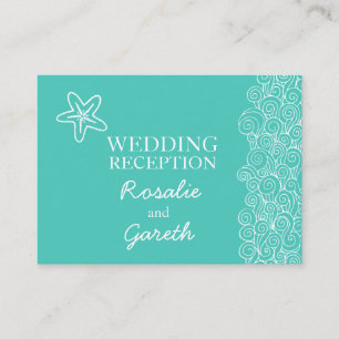 Sea star teal & white wedding info enclosure card