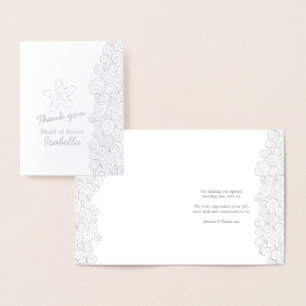 Sea starfish beach wedding metalic thank you foil card