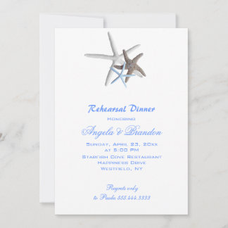 Sea Stars, Custom Beach Wedding Rehearsal Dinner Invitation