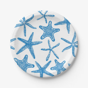 Sea stars in blue paper plate