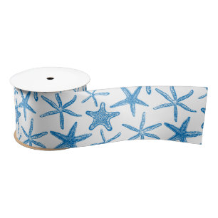 Sea stars in blue satin ribbon