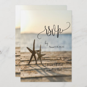 Sea stars Sand Beach Script RSVP Invitation