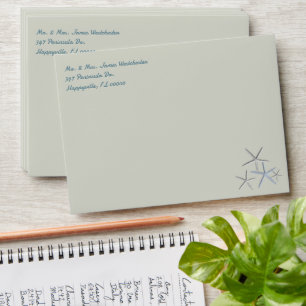 Sea Stars Sand Grey Return Address Envelopes