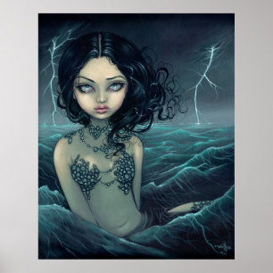Sea Storm gothic mermaid Art Print