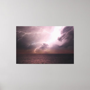 Sea Storm Lightning Wave Canvas Print