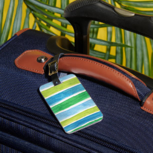 Sea Stripes: Blue and Green Luggage Tag