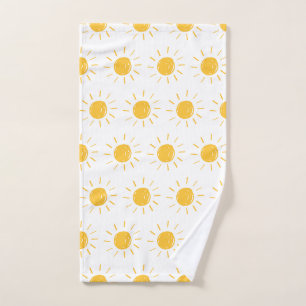 Sea sun cute yellow illustration kid's hand towel