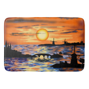 Sea Sunrise Bath Mat Netherlands Landscape