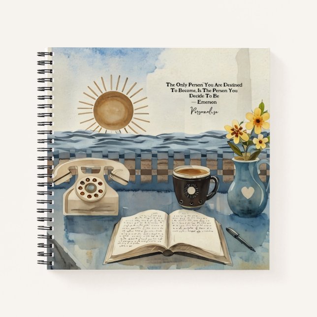 Sea Sunrise Coffee Emerson Quote Vintage Journal (Front)
