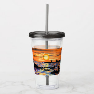 Sea Sunrise Lanscape Acrylic Tumbler