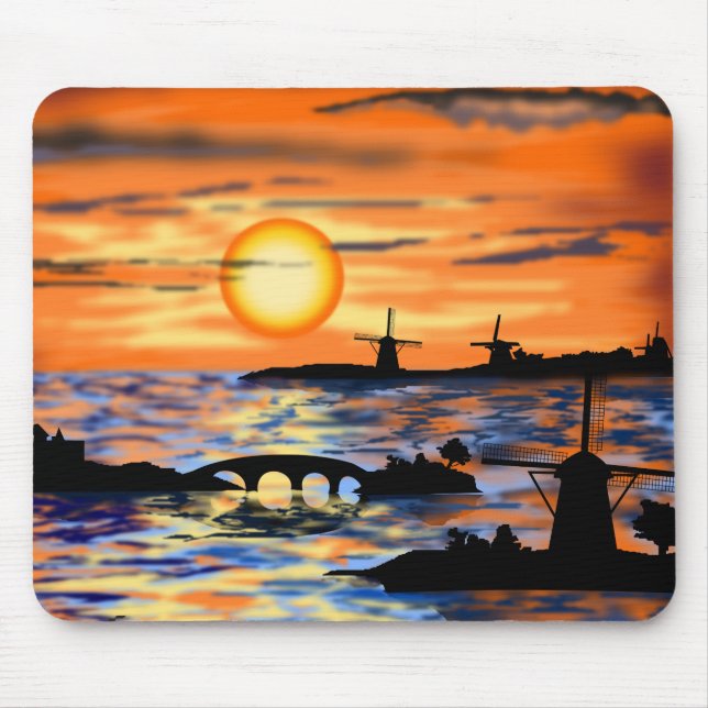 Sea Sunrise Mouse Pad Netherlands Landscape (Front)