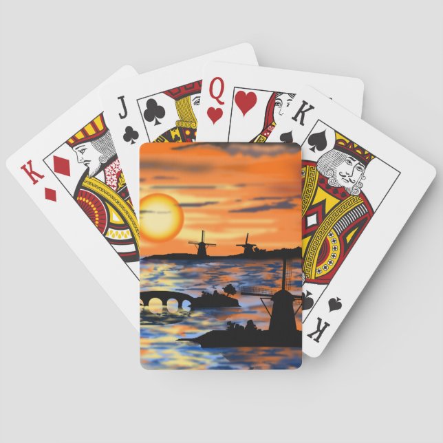 Sea Sunrise Playing Cards Netherlands Landscape (Back)