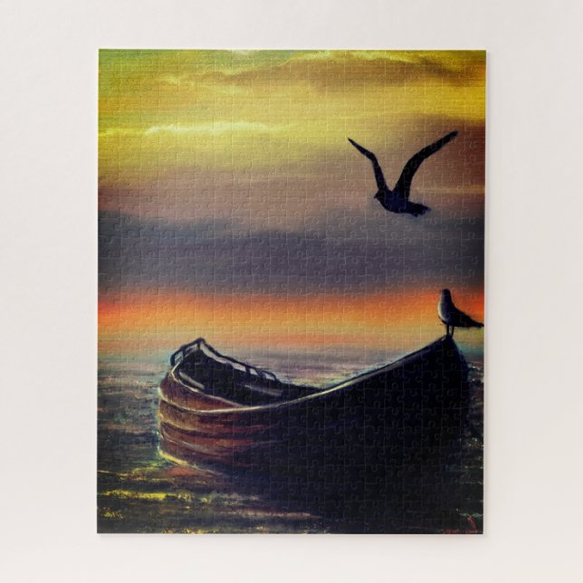 Sea Sunset Boat Puzzle (Vertical)