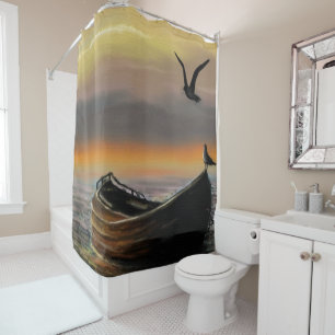 Sea Sunset Boat Shower Curtain Seagills