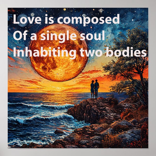 🌊 Sea Sunset Couple Love Romantic Valentine Quote Poster (Front)