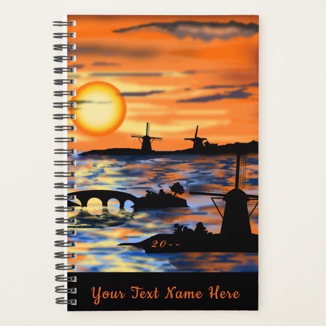 Sea Sunset Planner Custom Text and Year (Front)