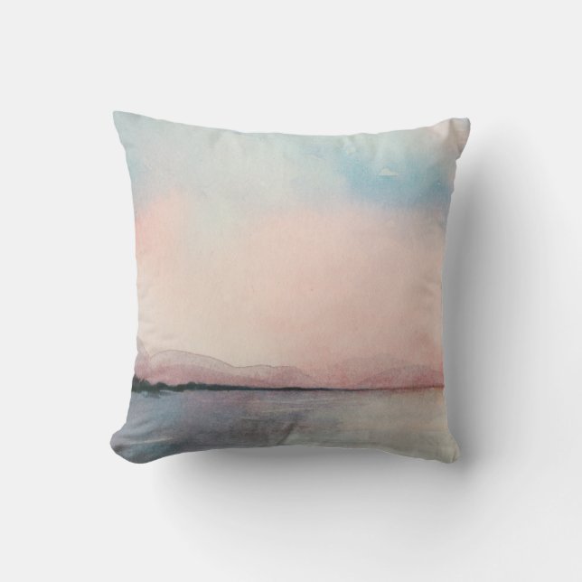 Sea Sunset Triptych - Pastel Watercolors Cushion (Front)