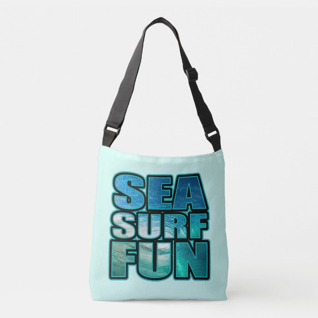 sea, surf, fun crossbody bag (Front)