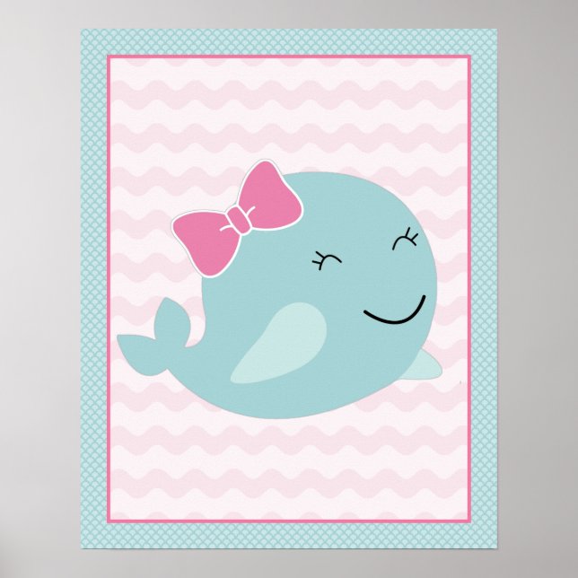 Sea Sweeties Girl Sealife Aqua Whale Art Poster (Front)
