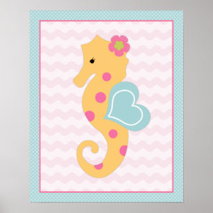 Sea Sweeties Girl Sealife Seahorse Art Poster