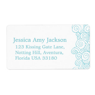 Sea swirl white large wedding return reply label