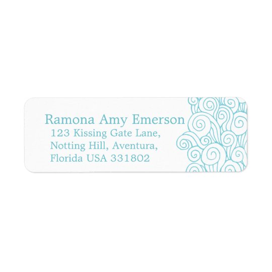 Sea swirl white slim wedding return reply label return address label