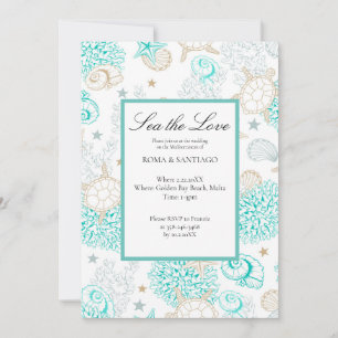 Sea The Love Beach Nautical Wedding Flat Invitation