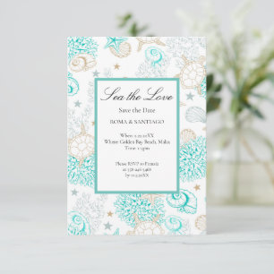 Sea The Love Beach Nautical Wedding Flat Save The Date