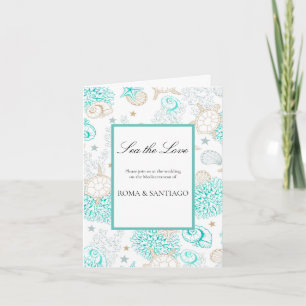 Sea The Love Beach Nautical Wedding Folded Invitation