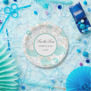 Sea The Love Beach Nautical Wedding Paper Plate