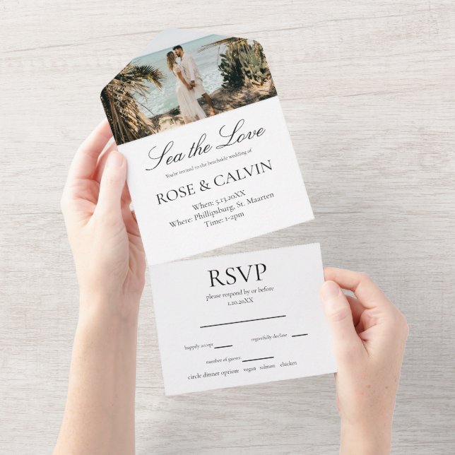 Sea the Love Beach Wedding All In One Invitation (Tearaway)