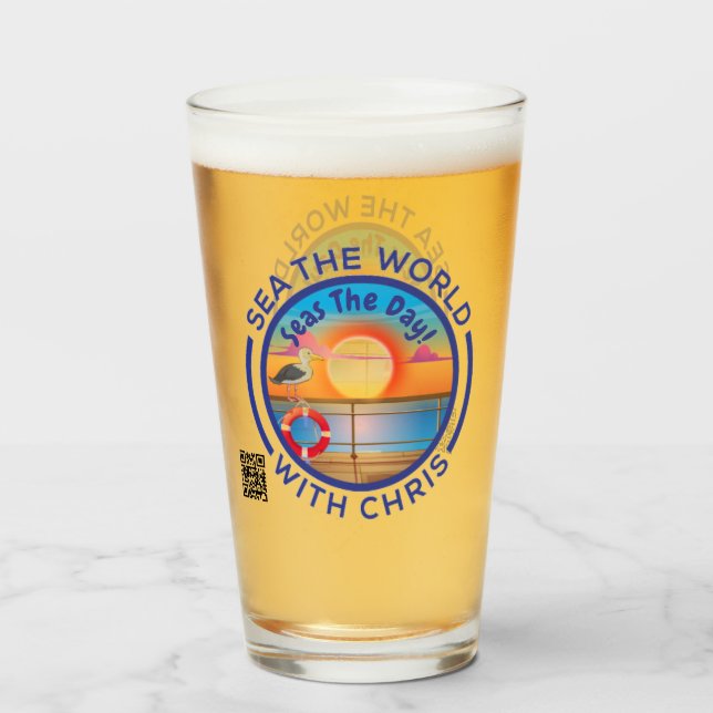 Sea The World With Chris Beer Glass (Front Filled)