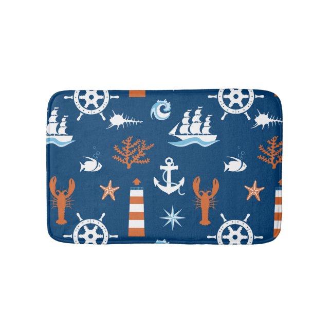 Sea Theme Pattern 1 Bath Mat (Front)
