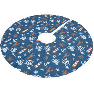 Sea Theme Pattern 1 Brushed Polyester Tree Skirt
