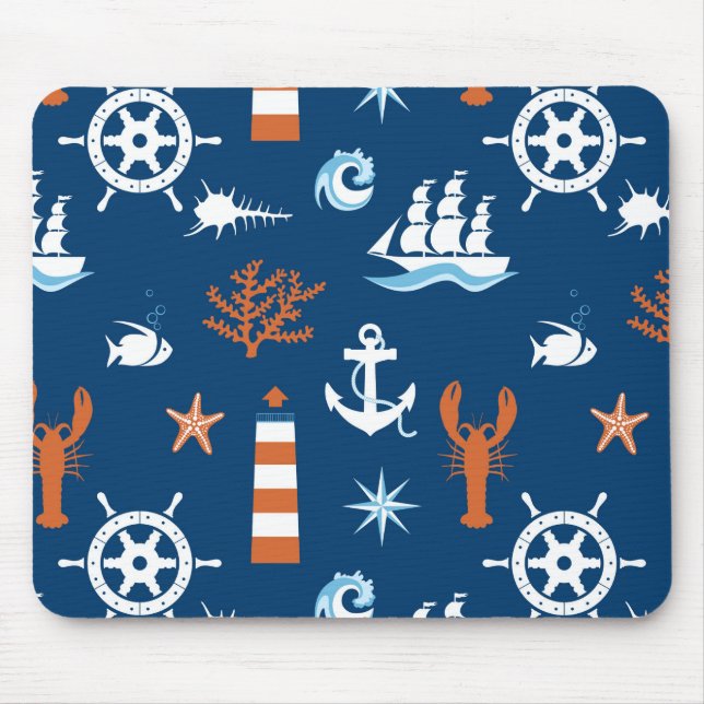 Sea Theme Pattern 1 Mouse Mat (Front)
