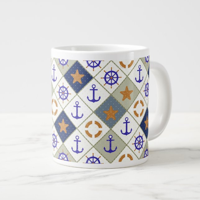 Sea Theme Pattern 2 Large Coffee Mug (Front Right)