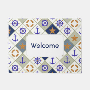 Sea Theme Pattern Add Your Text Doormat