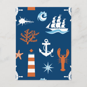 Sea Theme Pattern Postcard