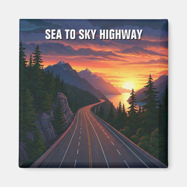 Sea to Sky Highway Vancouver Canada Sunset Travel Magnet (Front)