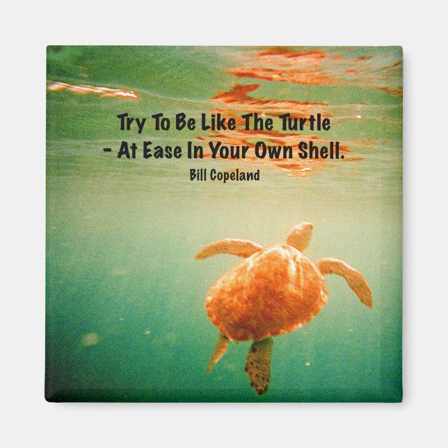 Sea Turtle 2 Inch Square Magnet (Front)