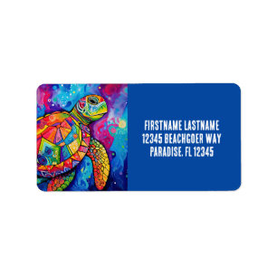Sea Turtle Abstract Earth Day Ocean Beach Nature Label