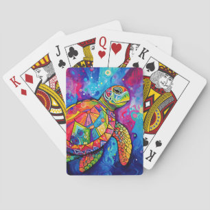 Sea Turtle Abstract Earth Day Ocean Beach Nature Playing Cards