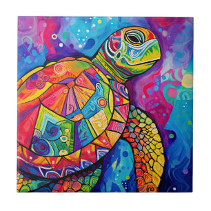 Sea Turtle Abstract Earth Day Ocean Beach Nature Tile
