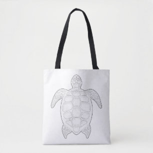 Sea Turtle Adult Colouring Full Tote Bag