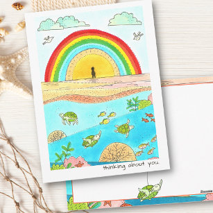 Sea Turtle Adventure Happy Place Think About You Postcard