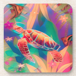 Sea Turtle and Angelfish Coaster
