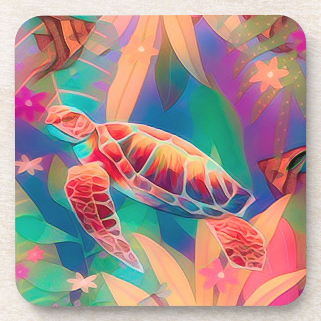 Sea Turtle and Angelfish Coaster (Front)