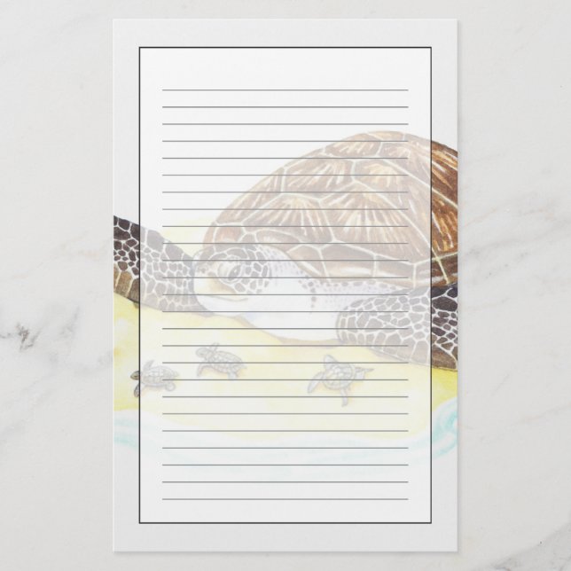 Sea Turtle and Babies Stationery (Front)